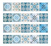 Hsthe Sea Autocollants de Carreaux Bleus, 20 pièces, pour Salle de Bains et Cuisine, Carreaux muraux Auto-adhésifs en Vinyle imperméables (15x15cm)