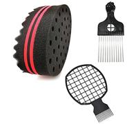 Hsthe Sea Brosse à Cheveux Éponge, Peigne à Cheveux Twist pour Hommes Peigne avec Ensemble de 3 Poignées Wave Barber Outil pour Coiffures Curly DIY Bobine de Cheveux Pick Peignes pour Hommes