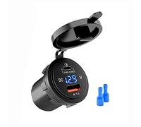 Hsthe Sea Chargeur de Voiture à Charge Rapide 3.0 et USB-C PD 12 V/24 V Max 46 W avec voltmètre LED pour Marin, Bateau, Moto, Camion (Bleu)