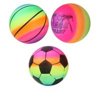 Hsthe Sea Ensemble de 3 Ballons Arc-en-Ciel, Ballons de Football pour Tout-Petits, Ballons de Basket néon, Ballons de Football et Volley-Ball pour Aire de Jeux, Utilisation intérieure et extérieure