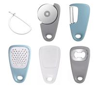 Hsthe Sea Gadgets de Cuisine 5 Pièces Accessoires de Cuisine Râpe à Fromage Décapsuleur Fruits Légumes Éplucheur Pizza CutterAil Gingembre Moulin Acier Inoxydable Camping Accessoires