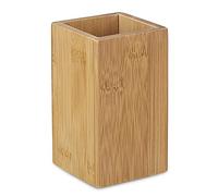 Hsthe Sea Gobelet à brosse à dents en bambou, porte-brosse à dents, pot à crayons carré en bambou | Porte-crayon carré en bois pour brosse à dents, nettoyeur de langue et dentifrice, accessoire de