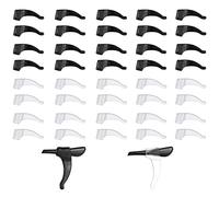 Hsthe Sea Lot de 10 paires de lunettes antidérapantes, crochets pour lunettes, crochets en silicone pour lunettes (10 paires noires, 10 paires transparents)