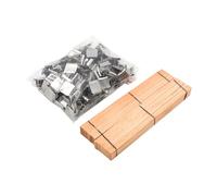 Hsthe Sea Lot de 100 mèches pour fabriquer des Bougies, mèche de Bougie en Bois Naturel de 12,7 cm avec 100 Supports en Fer pour bougeoirs parfumés Faits à la Main, Fournitures Artisanales
