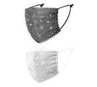 Hsthe Sea Lot de 2 Masques en Maille pailletée pour déguisement d'elfe d'halloween, Bijoux pour Femmes et Filles (Noir et Blanc)
