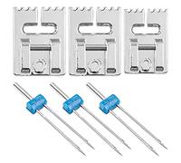 Hsthe Sea Lot de 3 Aiguilles pour Machine à Coudre Aiguille Double 2/3/4 mm avec 3 Pieds presseurs Pintuck pour Machine à Coudre - 3 Tailles