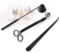 Hsthe Sea Lot de 4 Accessoires pour Bougies, Coupe-mèche, cuillère à mèche, Coupe-Bougie et Plateau de Rangement pour mèche (Noir)