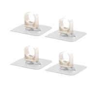 Hsthe Sea Lot de 4 colliers de serrage en plastique autocollants de 40 mm, colliers de serrage réglables à 360°, colliers de serrage en PVC, support de fixation de tuyau d'eau, design à pression blanc