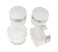 Hsthe Sea Lot de 4 pots vides rechargeables en verre dépoli avec couvercle argenté 50 ml/50 g