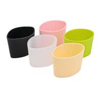 Hsthe Sea Manchon de Tasse à café antidérapant en Silicone coloré résistant à la Chaleur, Couvercle de Protection de Manchon de Tasse en Verre réutilisable 5 pièces