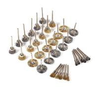 Hsthe Sea Outil Rotatif de Polissage en Acier et Laiton, Brosse métallique, Brosse en Acier, Tige de 1/8 "(3mm) pour Accessoires de Polissage Dremel, 36 pièces