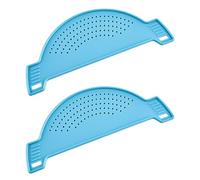 Hsthe Sea Passoire Alimentaire en Silicone Bleu 2 pièces, passoire à Pression pour casseroles, passoire Plate, Fixation de Tamis Demi-Ronde pour casseroles, Bols, pâtes, légumes