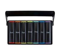 Hsthe Sea Pilulier hebdomadaire 7 jours, 2 prises par jour - Poignée rotative, grand format de voyage, pour vitamines et compléments alimentaires