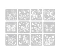 Hsthe Sea Pochoirs de Peinture Papillon réutilisables, 12 pièces, modèle de Bricolage, pochoirs de Dessin en Plastique Artisanal pour la décoration de la Maison, pochoirs de Peinture Artistique