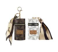 Hsthe Sea Porte-clés Compact - Porte-clés Polyvalent Blanc et Marron - Mini Porte-écouteurs - Organisateur de Rouge à lèvres - Accessoire élégant pour Un Usage Quotidien