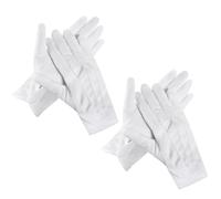 HstiaLving Gants Blancs en Coton 2 Paires avec Trois Nervures et Bouton Pression Gant Blanc Homme Femme pour Cérémonie Inspection Formel Smoking Gant Gants en Coton Blanc Doux et Confortable
