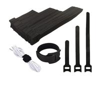 HSTWODE 50pcs Reusable Cable Ties Black, Adjustable Releasable Hook and Loop Cable Straps,120mm-400mm, for PC Cable Management Desk(12 x 250 mm)