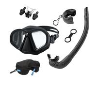 HSTWODE Kit de snorkeling optique avec force de vision, dioptrie : 0 à -7,5, kit de plongée pour adulte et tuba pliable en silicone, lunettes de plongée pour adultes avec lentille, verre trempé (noir