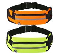 HSTWODE Lot de 2 ceintures de course pour téléphone portable - Avec bande réfléchissante de nuit - Avec gourde - Pour la course, la randonnée, le vélo, 1 orange et 1 vert, m, Élégant