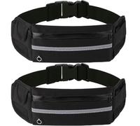 HSTWODE Lot de 2 ceintures de course pour téléphone portable - Avec bande réfléchissante de nuit - Avec gourde - Pour la course, la randonnée, le vélo, 2 pièces - Noir, m, Élégant