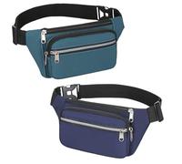 HSTWODE Lot de 2 sacs bananes, sacs bananes, unisexes, modernes, pour l'extérieur, les voyages, la randonnée, l'entraînement des chiens, pour homme et femme, 1 bleu lac + 1 bleu foncé, Taille unique,