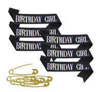 HSTWODE Lot de 6 rubans à paillettes pour fête d'anniversaire, Queen Birthday, fille, accessoires de décoration pour bonbons 18e, 20e, 30e, 40e, 50e ou toute autre fête d'anniversaire (noir 2)