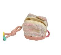 HSTWODE Mini étui de portefeuille en tissu doux pour écouteurs - Étui de transport avec pendentif - Beige, Rose, 7cm×4cm, Moderne