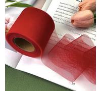 HSTWODE Rouleau de tulle de 25 yards, 6 cm de large - En tulle - Décoration de table - Pour couture, arche des cheveux, cadeau, décoration de mariage, cartes, bricolage - Rouge