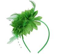 HSTWODE Serre-tête à plumes, avec fleurs artificielles, style années 1920, pour femme, idéal pour carnaval, cocktail, mariage, fête à thé, vert - Taille unique
