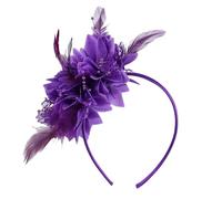 HSTWODE Serre-tête à plumes, avec fleurs artificielles, style années 1920, pour femme, idéal pour carnaval, cocktail, mariage, fête à thé, violet, taille unique