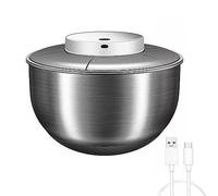 HSTYAIG Essoreuse à Salade éLectrique, 5L USB Rechargeable Essoreuse à Laitue Automatique Rotateur De Salade Laveuse Et Essoreuse SèChe pour Salade Verte, Laitue, Fruits Et LéGumes (Acier Inoxydable)