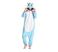 Hstyle Adulte Unisexe Onesies Kigurumi Pyjamas Animal Costumes De Cosplay De Bande Dessin? V?ements De Nuit Bleu Licorne L