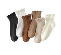 Hstyle Lot de 6 paires de chaussettes à volants pour femme, Mélange de couleurs 2, 5-9