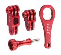 HSU Bras d’Extension Réglage Support en Alliage d'aluminium Même Direction pour GoPro Hero 11/10/9/8/7/6/5/4/3 et Autres caméras d'action (Rouge)