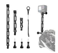 HSU Kit de Bras d'extension en Alliage d'aluminium pour Casque GoPro Hero 12/11/10/9/8/7/6/5/4/3 et Autres Caméras d'action (Noir)