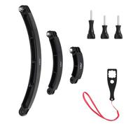 HSU Kit de bras d'extension incurvé 3 en 1, bras pivotant d'extension réglable, support monopode pour GoPro Hero 10/9/8/7/6/5 noir, Session 5/4, DJI Osmo Action et plus encore