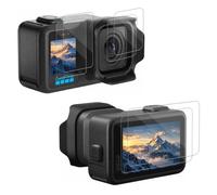HSU Lentille en verre trempé + protection d'écran pour Go Pro Mission 1/1 | Protecteur d'écran ultra transparent en verre trempé 9H pour objectif, écran avant et arrière, haute transparence