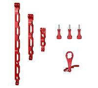 HSU Lot de 7 bras d'extension en alliage d'aluminium pour GoPro Hero 10/9/8/7/6/5 Noir, Session 5/4, DJI Osmo Action et plus (30 cm/16,5 cm/8,4 cm) (rouge)