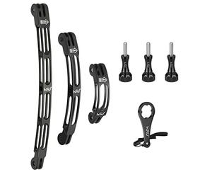 HSU Lot de 7 bras d'extension incurvés en alliage d'aluminium pour casque GoPro Hero 11/10/9/8/7/6/5, noir, session 5/4, DJI Osmo Action et plus (20,1 cm/13,5 cm/7,6 cm)