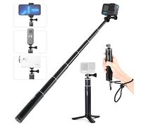 HSU Perche à Selfie Extensible, 64cm télescopique poignée en Aluminium pour GoPro Hero 12/11/10/9/8/7/6/5/4/3 et Insta 360 caméras d'action