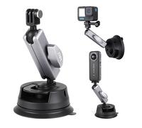 HSU Support Ventouse pour GoPro, Fixation Voiture pour Caméra d'action Insta360, Adaptateur Double Tête Sphérique pour Pare-Brise et Fenêtre de Voiture