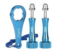 HSU Vis Longues en Alliage d’Aluminium pour Caméras d’Action GoPro(Bleu) | Lot de 2 Vis Allongées avec Tournevis, Compatible Cadre Media Mod et Boîtier Étanche, Installation et Démontage Simples
