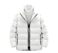 HSUAYEUD Doudoune en Coton Homme Casual Uni à Col Debout Rembourré Épais Isolant Manches Longues Manteau Veste Gilet pour Un Style Confortable Blanc XXXL