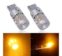 HSUN Ampoules 7440 W21W T20 LED, Canbus fort intégré, pas d'hyper clignotant avec puce 26LED SMD3020 Ampoules extrêmement lumineuses pour clignotants LED de voiture uniquement, Ambre/Orange 2 Pack