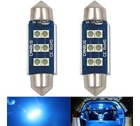 HSUN Lot de 2 ampoules LED Festoon C5W 39 mm, 12 V-14 V Canbus sans erreur avec puce 6 LED SMD3030 pour intérieur de voiture, plafonnier, lecture, carte, coffre, etc. Bleu glacier