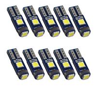 HSUN T5 74 37 2723 2721 W3W Ampoule LED,3LED SMD3030 Puce 600LM extrêmement brillante pour voyant de tableau de bord pour indicateur de voiture Auto Instrument,10 pièces,Blanc 6000K