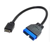 Hsupez Câble d'extension USB 3.0 19/20 broches vers type E pour carte mère - 20 cm - Fiche E vers connecteur IDC 20 broches - Pour cartes mères d'ordinateur