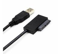 Hsupez Câble USB vers SATA Slimline SATA II 13 broches, 7 + 6 broches, USB 2.0, 35 cm, adaptateur Slimline SATA, pour lecteur CD/DVD-ROM, ordinateur portable, SSD et disque dur