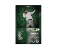 HSUREWTRK Poster de liste de pistes du rappeur Ken Carson Album Project X - Impression sur toile décorative vintage pour salon, chambre à coucher - 50 x 75 cm - Style sans cadre