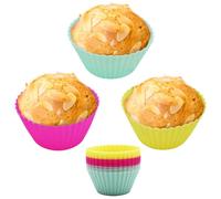 HSU'S Moules à muffins en silicone pour muffins et cupcakes, moules en silicone platine de qualité supérieure avec propriétés antiadhésives - Ronde - Passe au lave-vaisselle, quantité : 1 lot de 12